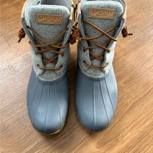 Sperry Gray and Brown Duck Boots